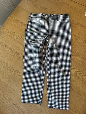 Theory Navy Gingham Crop Pants Size 00 XS Checkered Ankle Slim Fit